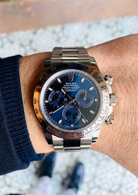 white gold rolex daytona blue dial|Rolex daytona blue dial price.